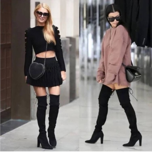 Stuart Weitzman Funland Velvet Black OTK Over The Knee Boots - Picture 1 of 16